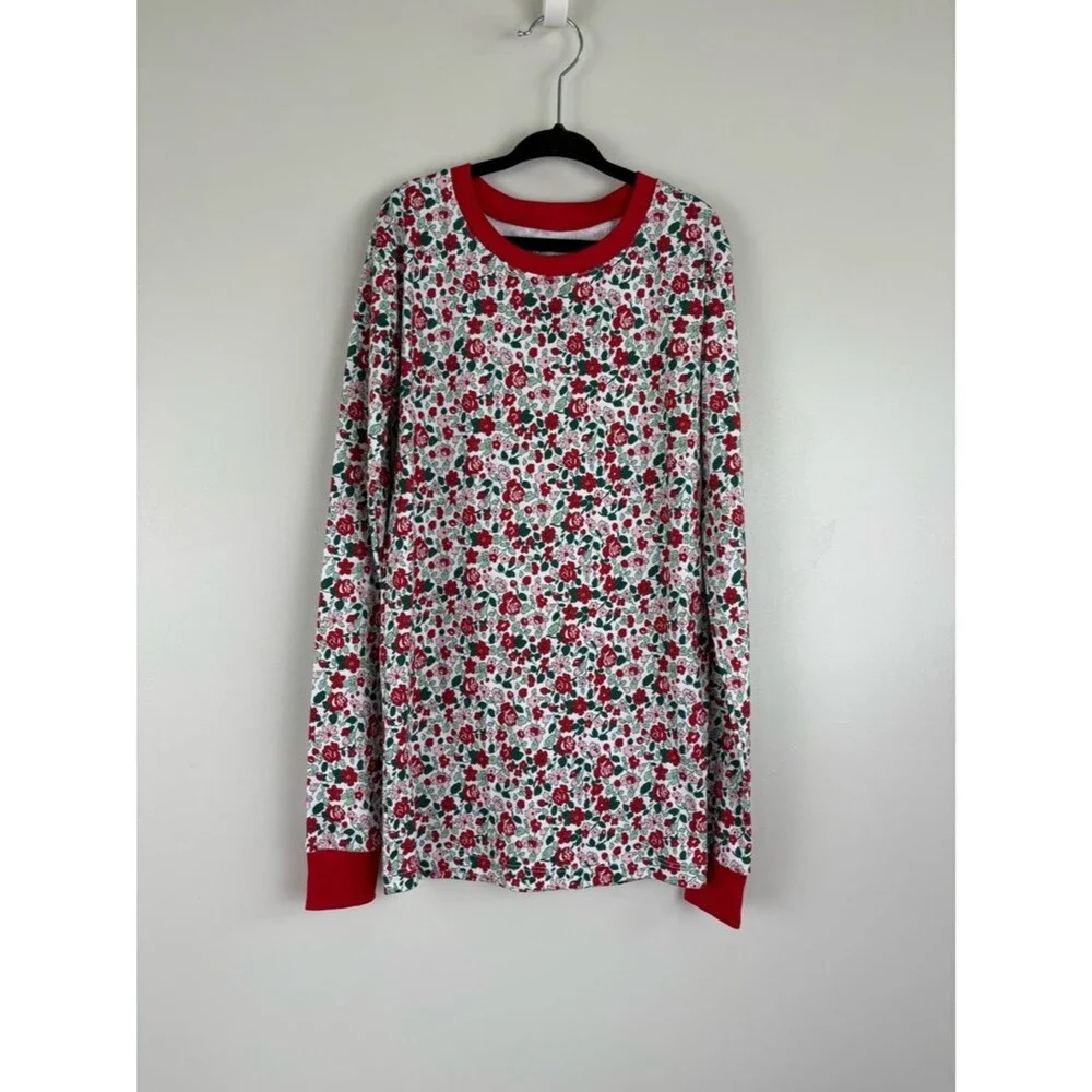 Lake Kids Long sleeve Top ONLY Red Elizabeth Floral Girls Size 12 Pima cotton